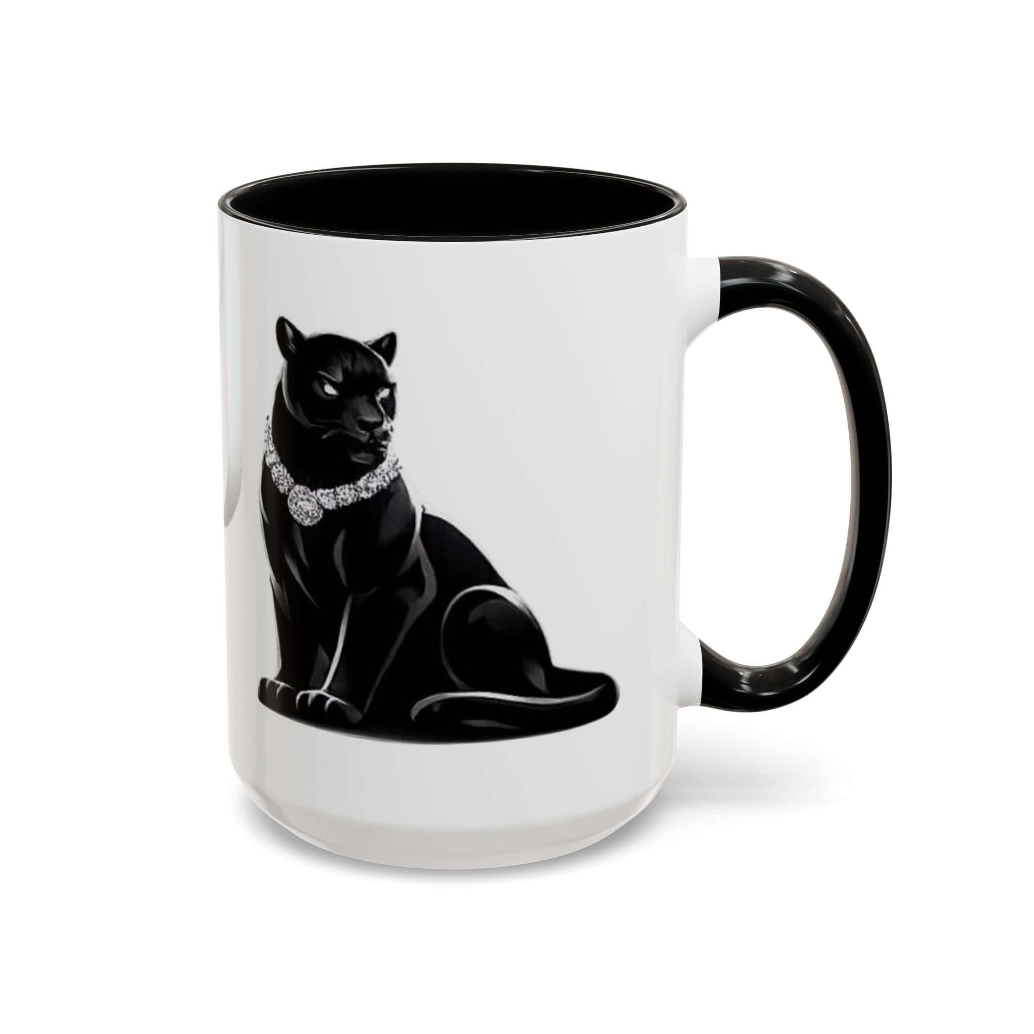 Panther Accent Coffee Mug — Elegant Black Cat Design (11/15 oz)