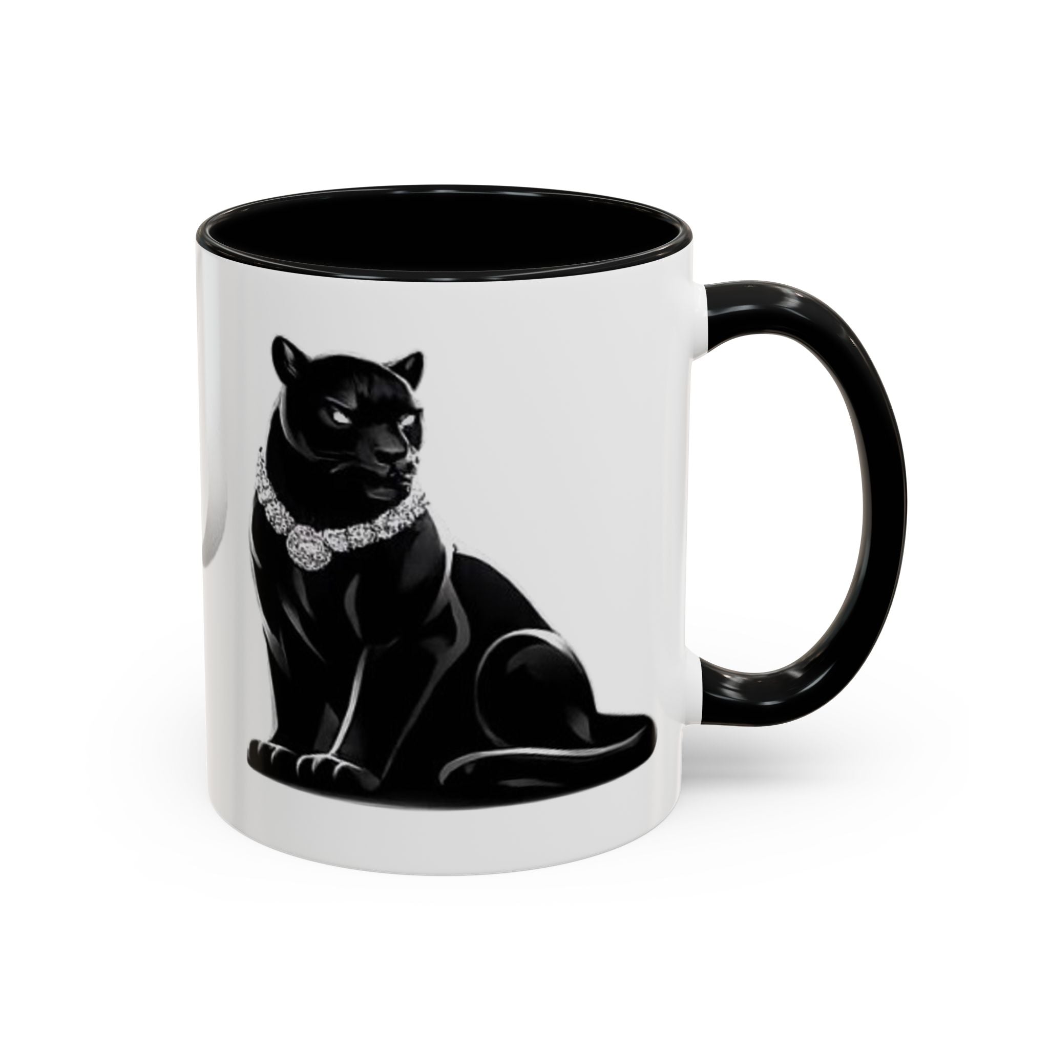 Panther Accent Coffee Mug — Elegant Black Cat Design (11/15 oz)