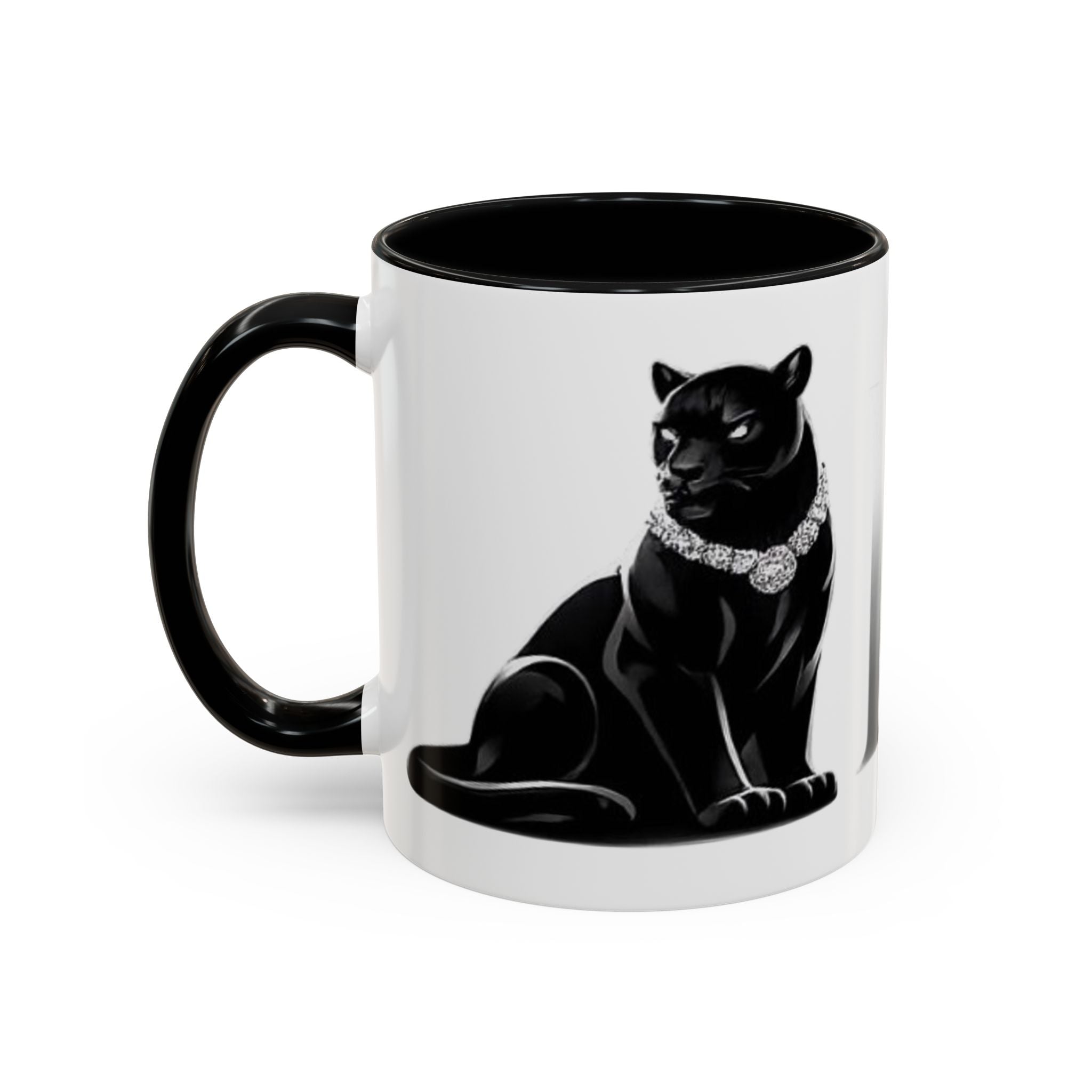 Panther Accent Coffee Mug — Elegant Black Cat Design (11/15 oz)